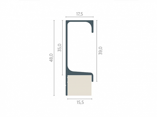 PUXADOR BARRA 15mm 3M ENCAIXE GOLA ANODIZADO RM087 - ROMETAL